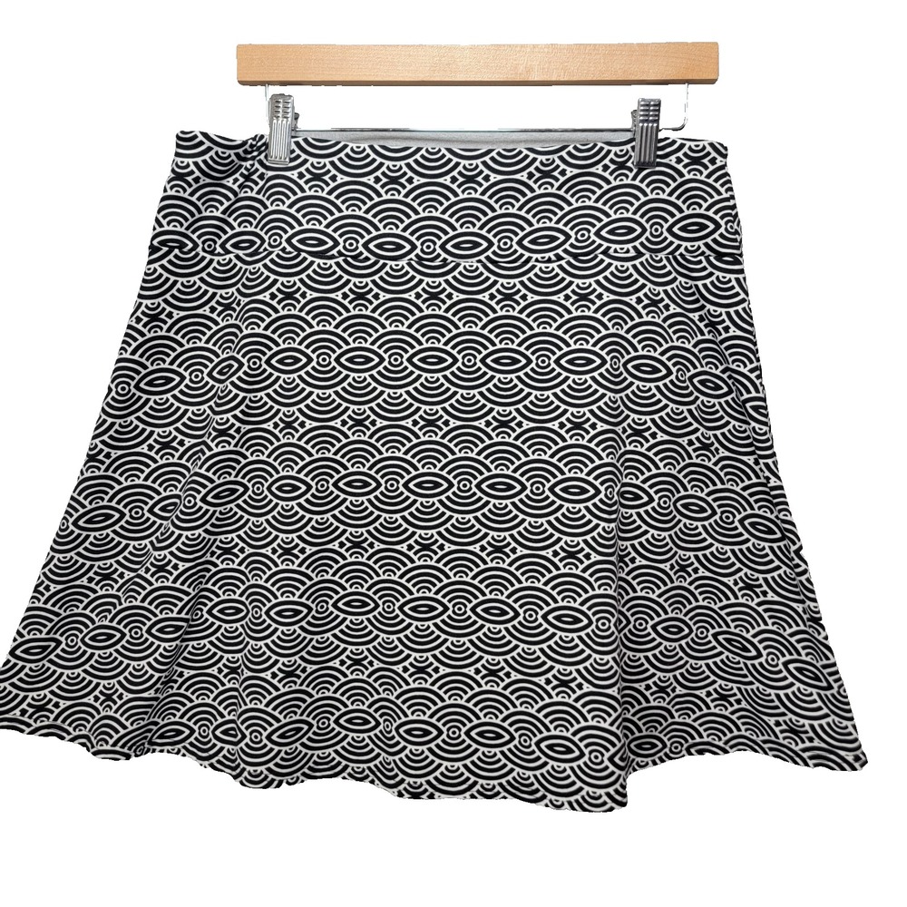 Soybu Mini Pull On Skirt Womens XL Geometric Aline Sporty Stretch Black White - Picture 4 of 10